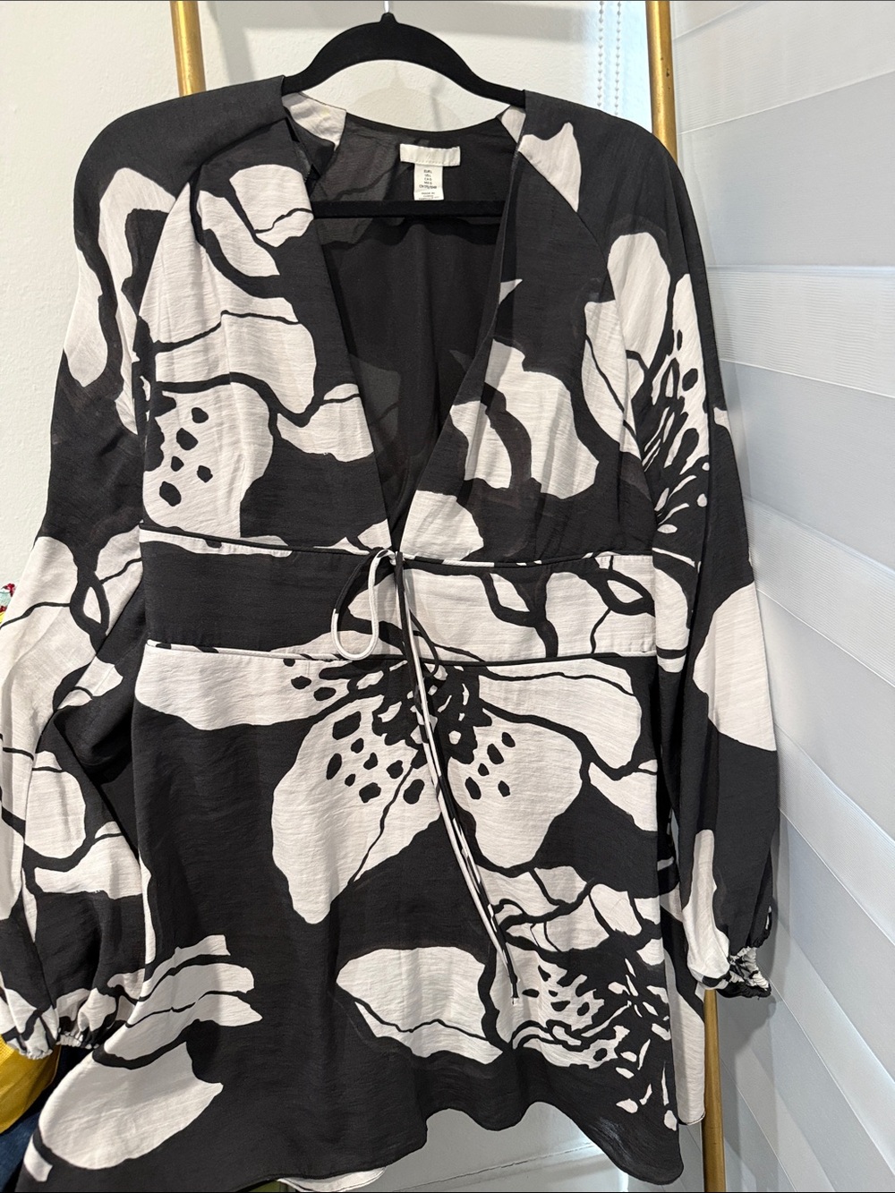 H&M Black and White Floral Mini Dress